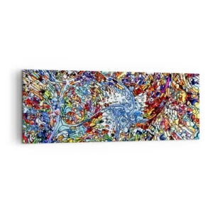 Impression sur toile - Image sur toile - Un motif abstrait coloré inspiré de la nature - 140x50cm - Goutte de vitrail - Décoration murale moderne pour le salon et la chambre ARTTOR