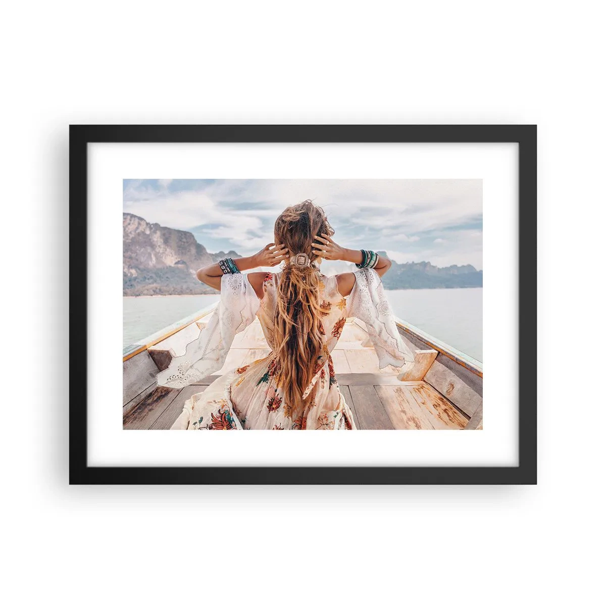 Affiche dans un cadre noir - Poster - En route vers le bonheur - 40x30 cm