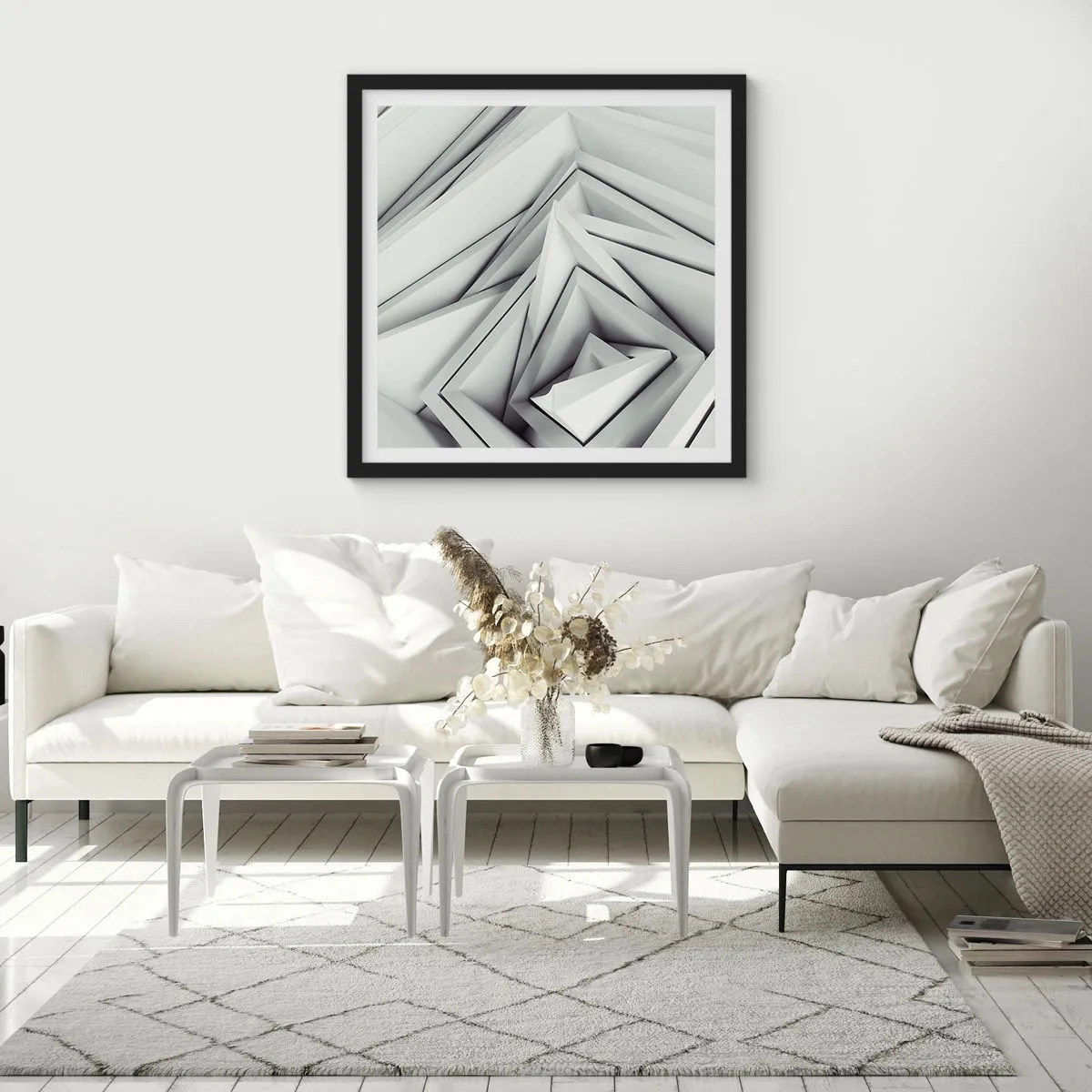 Affiche dans un cadre noir - Poster - Bourgeon d’angles vifs - 30x30 cm