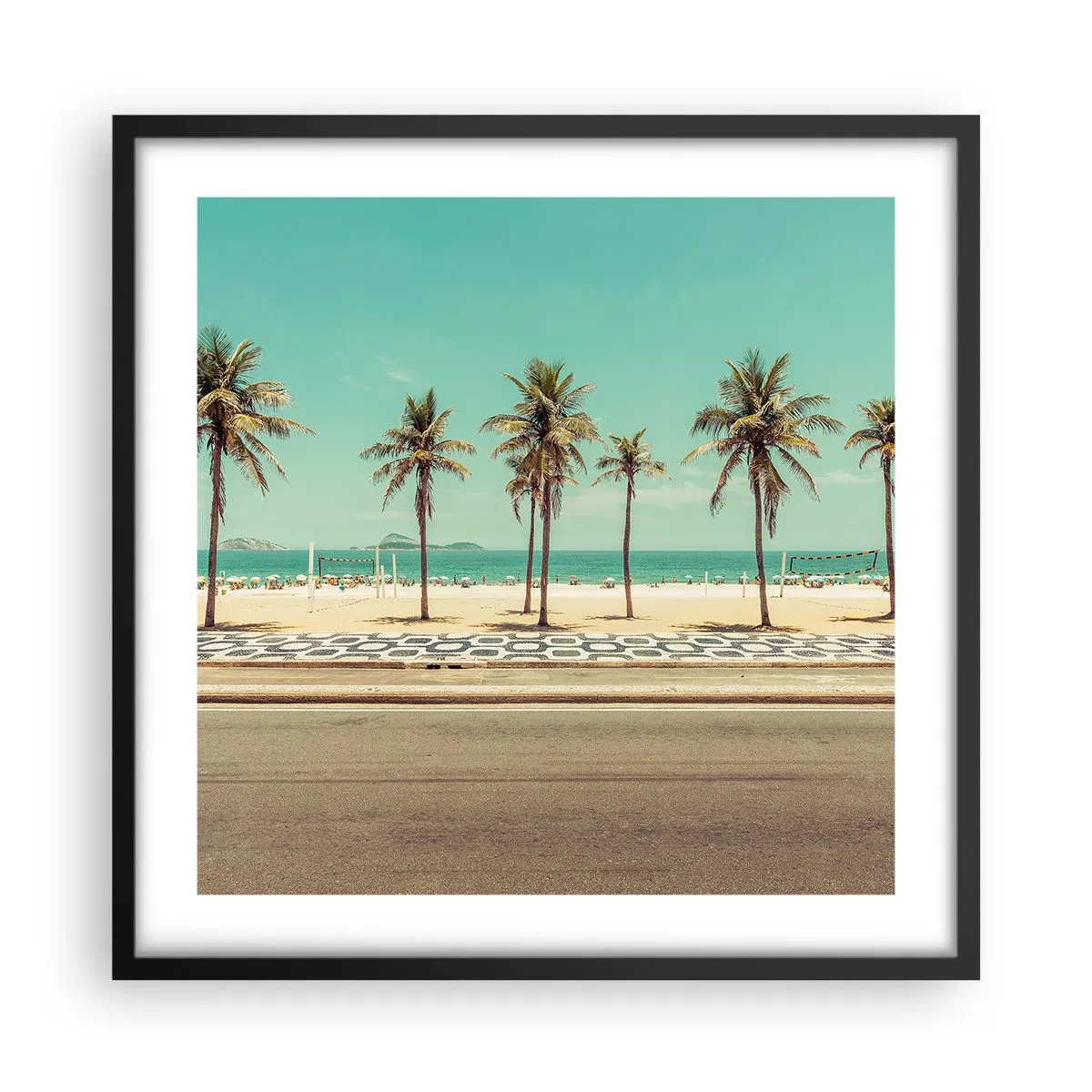 Affiche dans un cadre noir - Poster - Gardien de plage - 50x50 cm