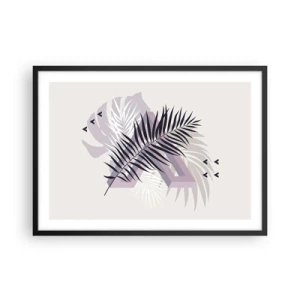 Affiche dans un cadre noir - Poster - Une composition minimaliste avec des feuilles et des formes géométriques - 70x50cm - L'ombre de l'obscurité - Décoration murale moderne pour le salon et la chambre ARTTOR