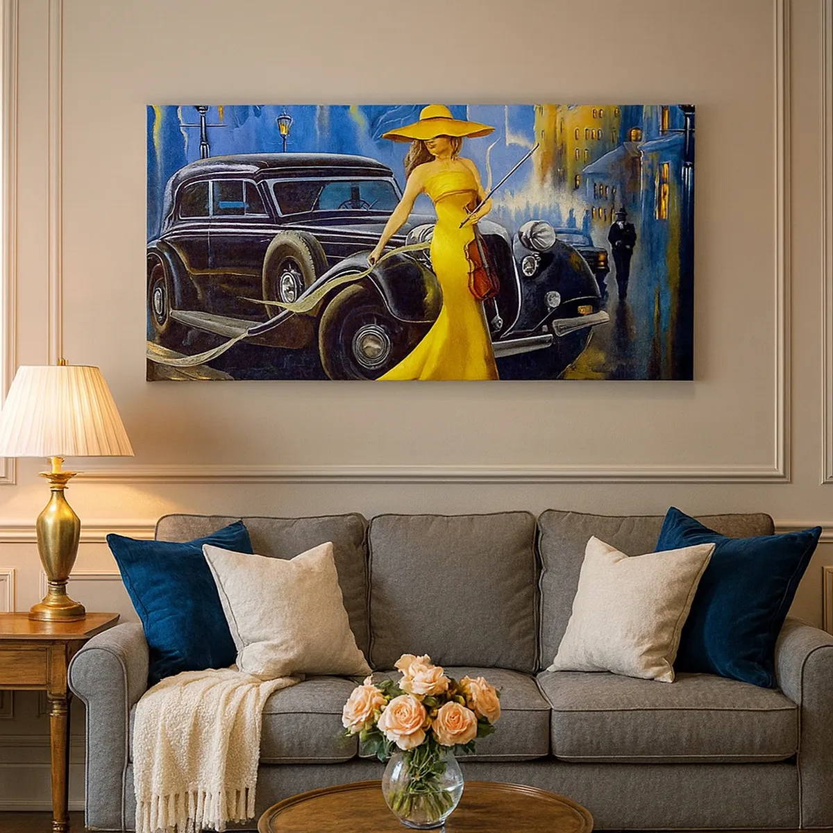 Impression sur toile - Image sur toile - Nocturne pour violon et amour - 30x30 cm