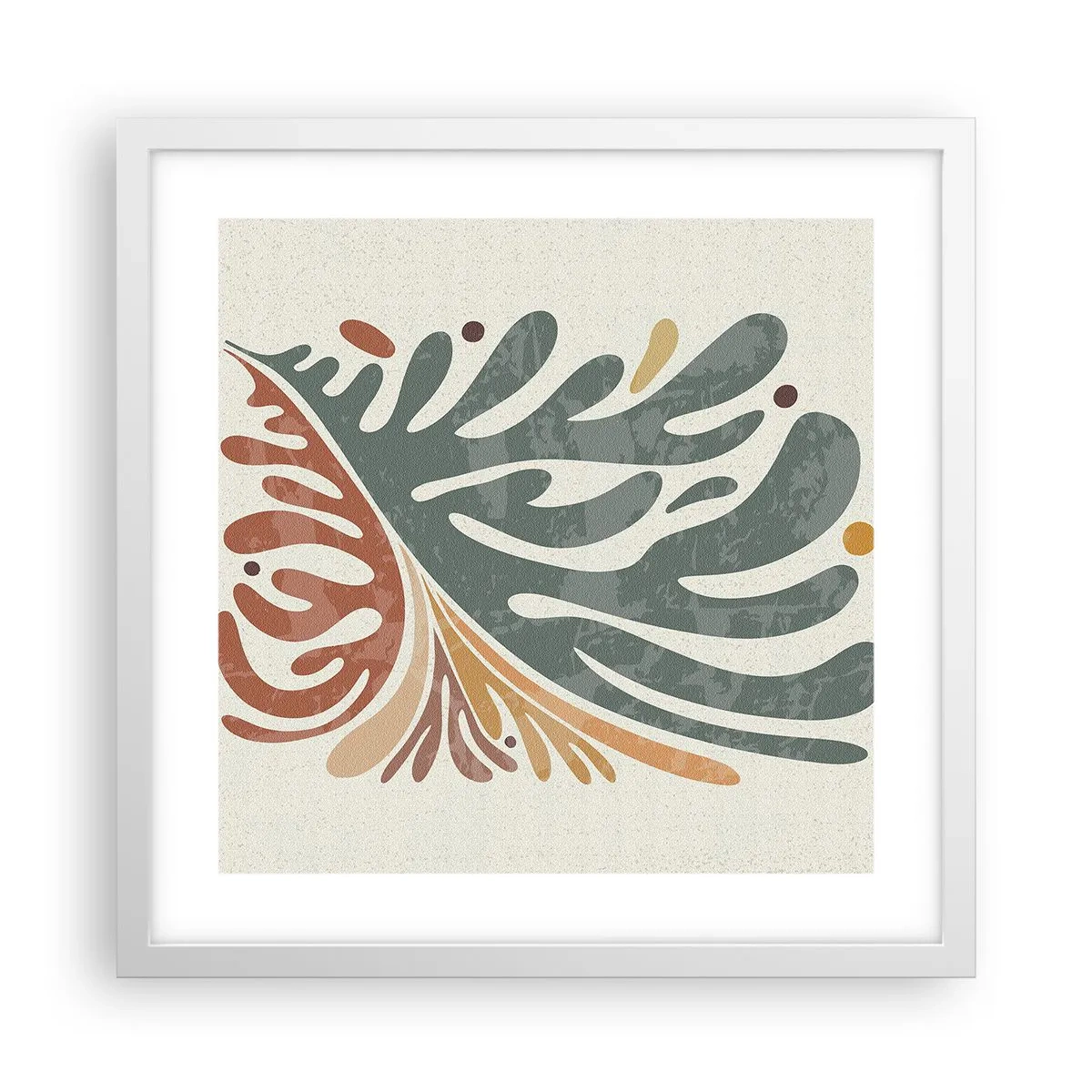 Affiche dans un cadre blanc - Poster - Feuille multicolore - 40x40 cm