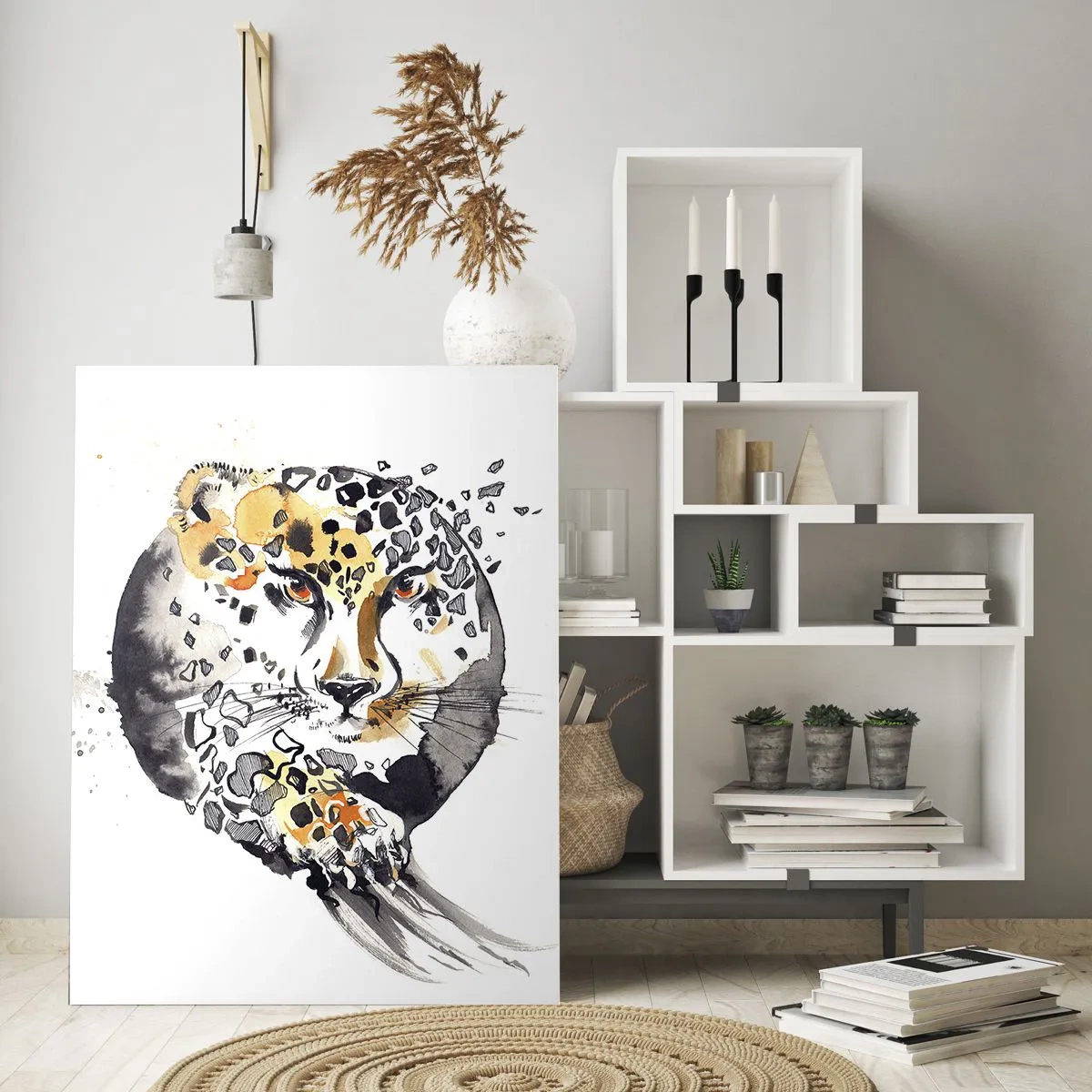 Impression sur verre - Image sur verre - Aquarelle artistique avec un motif de guépard - 70x100cm - Drapieżna uroda - Décoration murale moderne pour le salon et la chambre ARTTOR