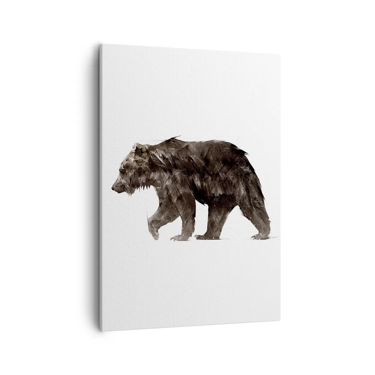 Impression sur toile - Image sur toile - Silhouette artistique d'un ours - 50x70cm - Je porte toujours de la vraie fourrure ! - Décoration murale moderne pour le salon et la chambre ARTTOR