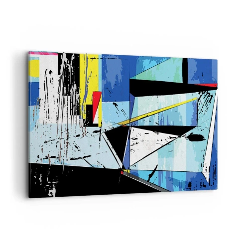 Impression sur toile - Image sur toile - Composition géométrique abstraite aux couleurs vives - 100x70cm - Regardez le monde sous un certain angle… - Décoration murale moderne pour le salon et la chambre ARTTOR