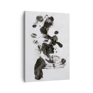 Impression sur toile - Image sur toile - Composition abstraite de taches noires sur fond blanc - 50x70cm - De la méthode dans la folie ? - Décoration murale moderne pour le salon et la chambre ARTTOR