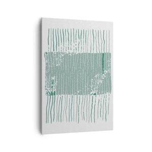 Impression sur toile - Image sur toile - Motif géométrique dans les tons vert mer et blanc - 70x100cm - Abstraction de la mer - Décoration murale moderne pour le salon et la chambre ARTTOR