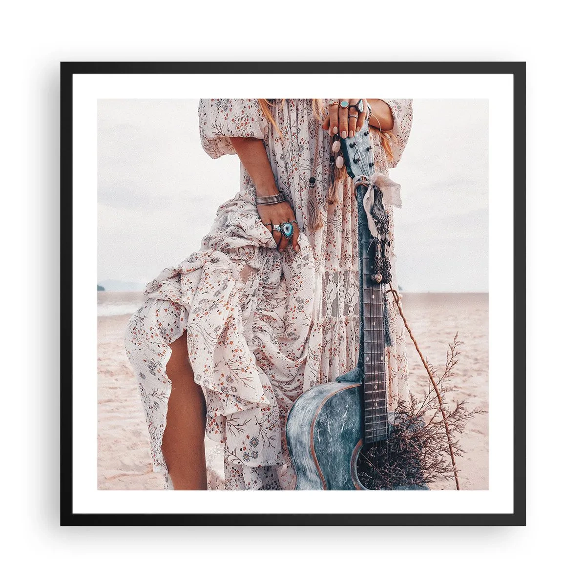 Affiche dans un cadre noir - Poster - Enfant de fleur en route - 60x60 cm