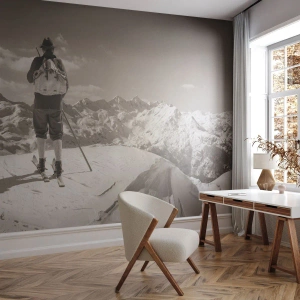 Papier Peint Photo Standard Eco - Toutes les mêmes ces montagnes - Paysage, Montagnes, Skieur - 250x175 cm