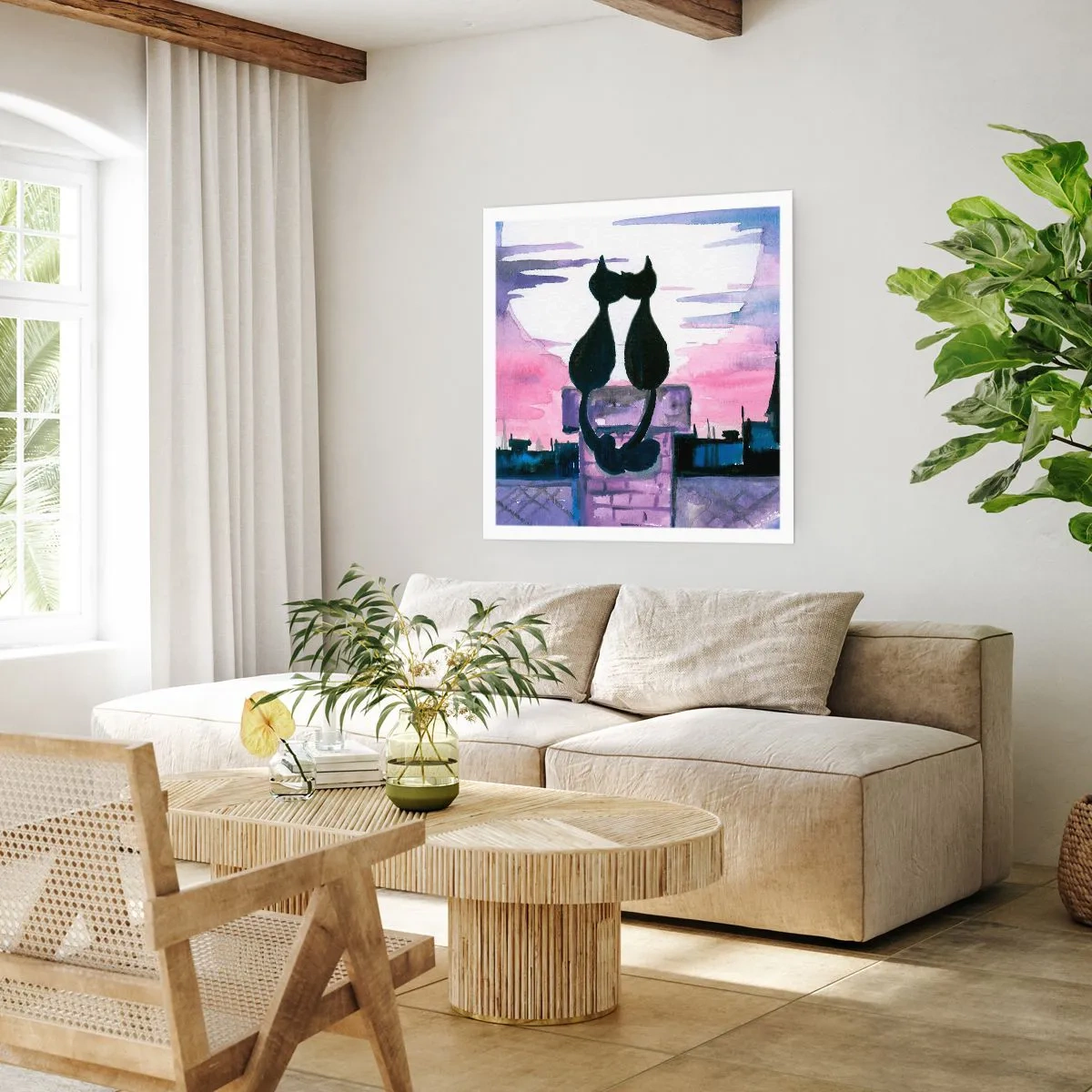 Affiche - Poster - Rendez-vous sous la lune - 60x60 cm