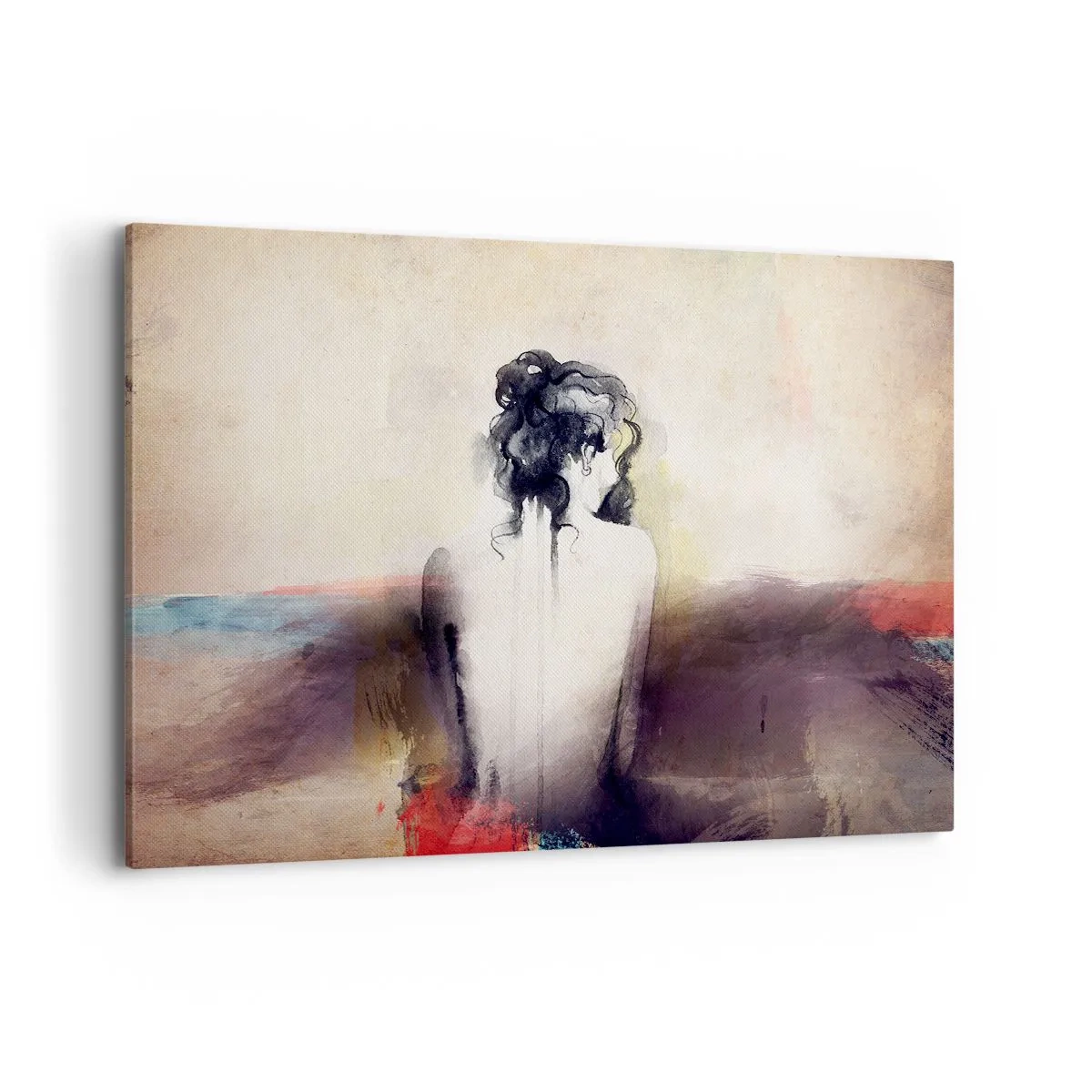 Impression sur toile - Image sur toile - Un portrait subtil d'une femme dans un style artistique - 120x80cm - Lignes lisses, formes ovales - Décoration murale moderne pour le salon et la chambre ARTTOR