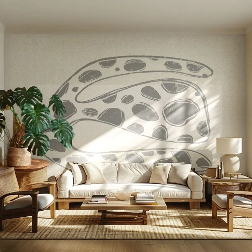 Papier Peint Photo Premium Sand - Forme organique grise avec des taches sur un fond clair - 100x70cm - Une étrange créature - Décoration murale moderne pour le salon et la chambre ARTTOR