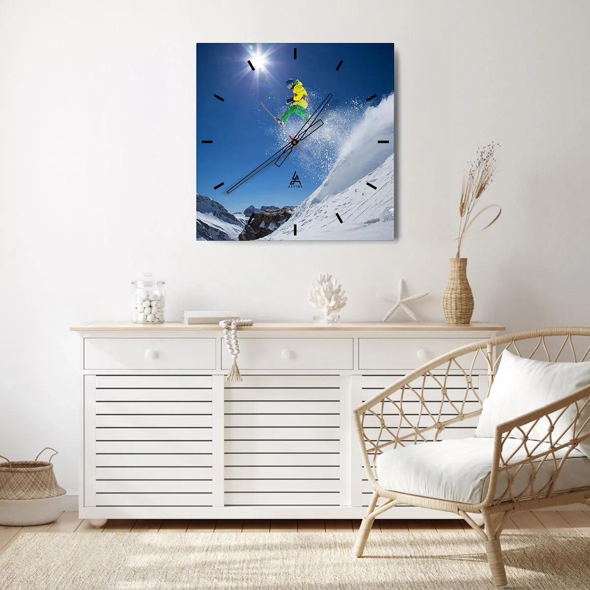 Horloge murale - Pendule murale - Danse avec les montagnes - 40x40 cm