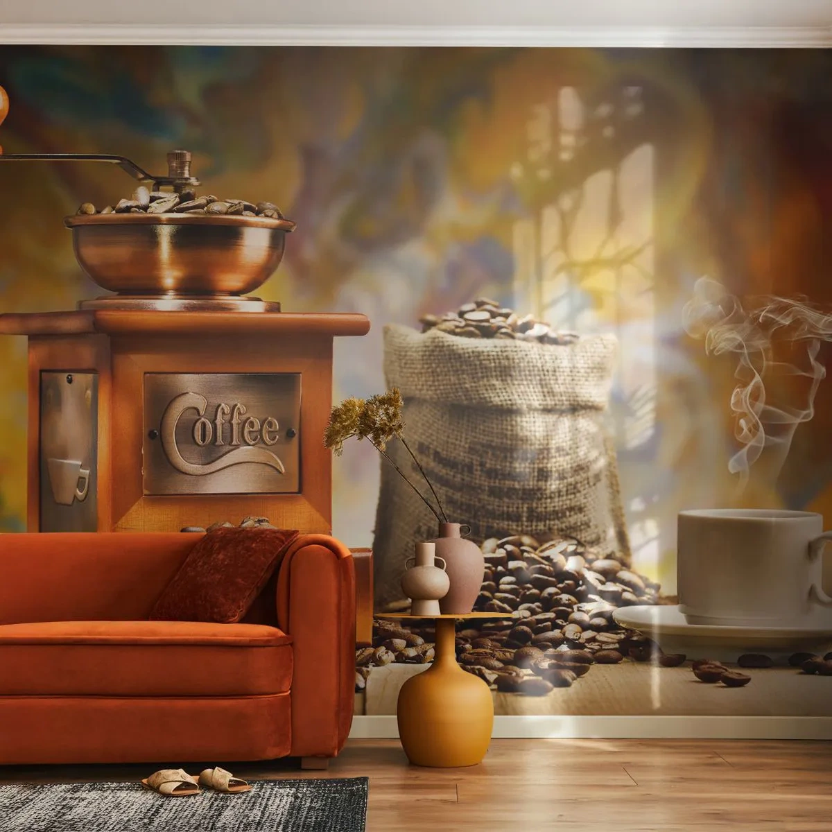 Papier peint sur mesure Premium Canvas - Le craquement des grains, le cliquetis d'un moulin - La gastronomie, Café, Moulin à café