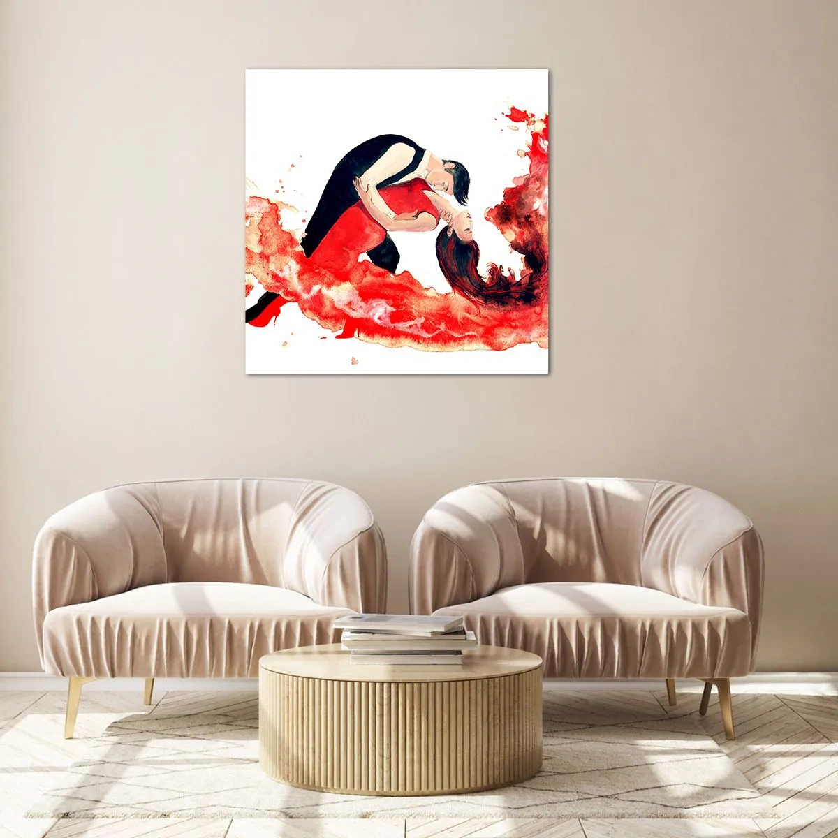 Impression sur verre - Image sur verre - Tango - une vague sensuelle - 60x60 cm