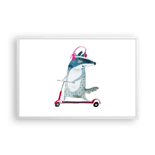 Affiche dans un cadre blanc - Poster - La joie du blaireau - 91x61 cm