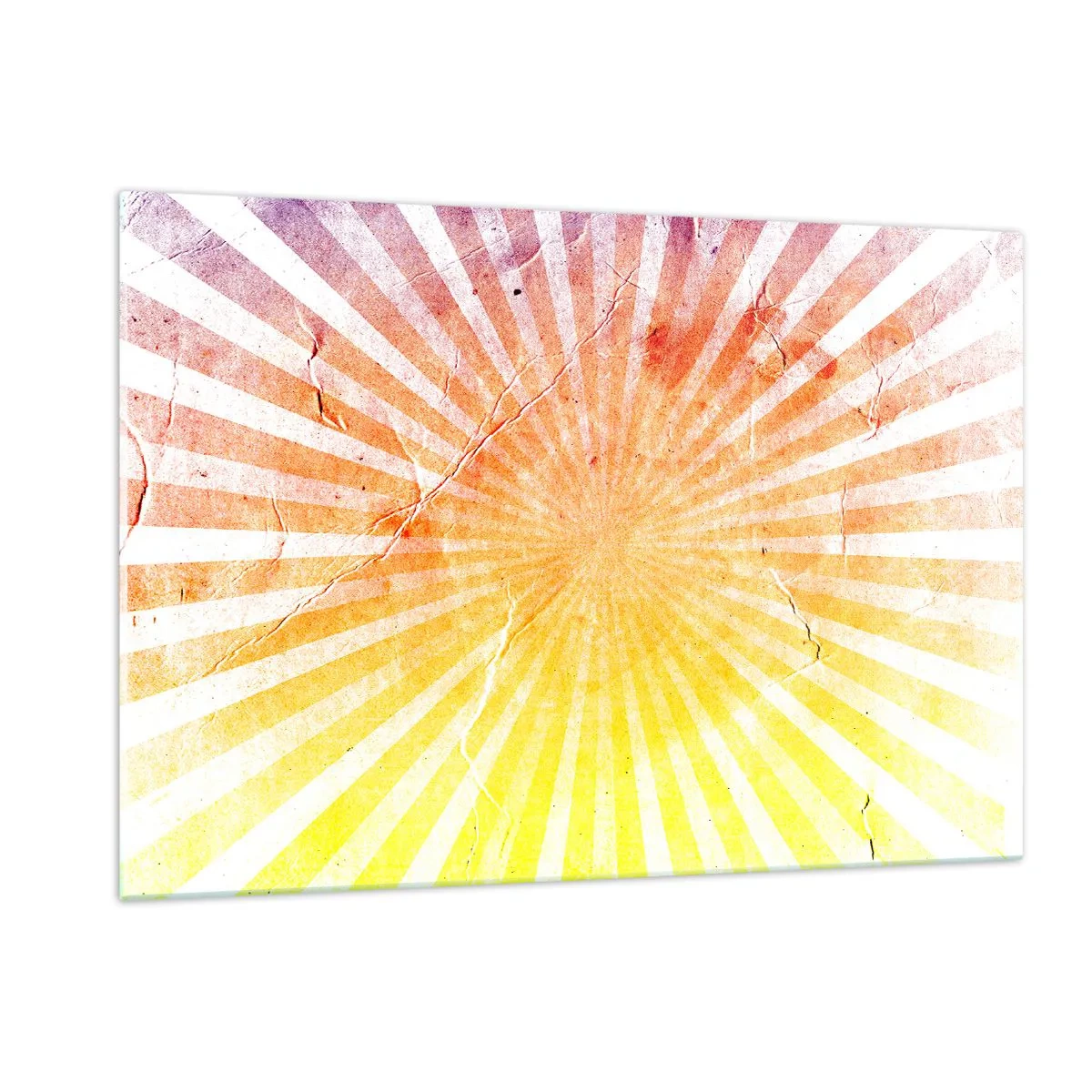 Impression sur verre - Image sur verre - Rayons du soleil levant ou couchant dans un style rétro - 120x80cm - Levant et couchant - Décoration murale moderne pour le salon et la chambre ARTTOR