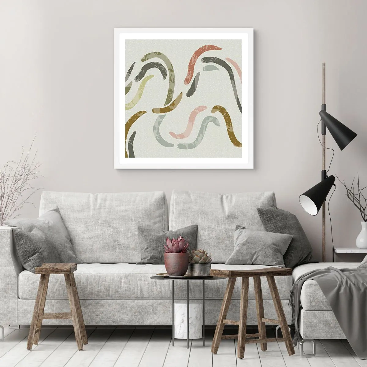 Affiche dans un cadre blanc - Poster - Une joyeuse danse de l'abstraction - 60x60 cm