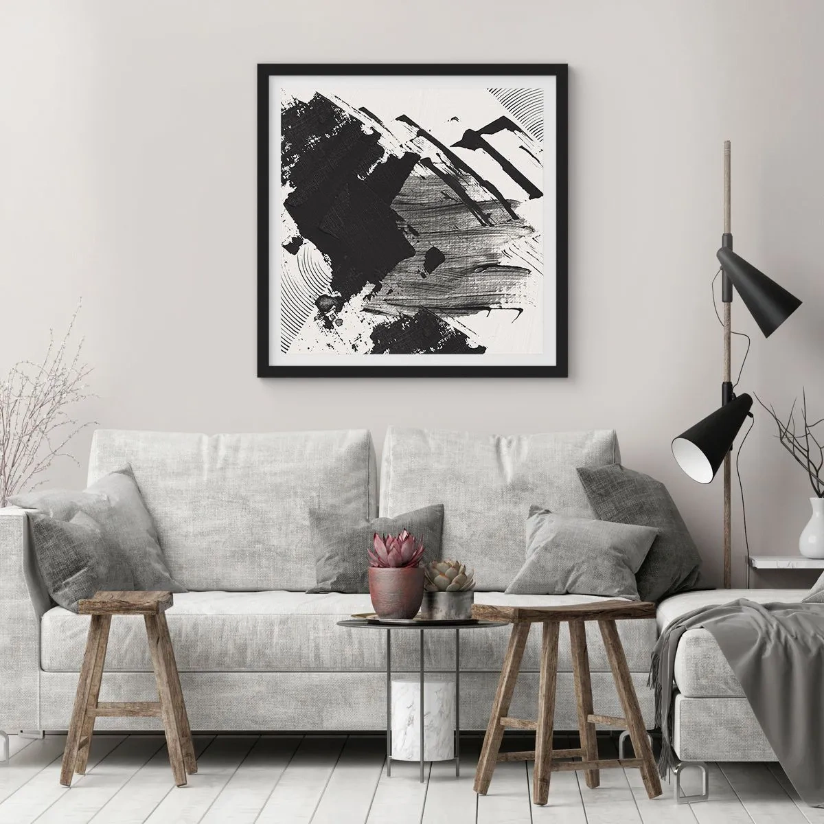 Affiche dans un cadre noir - Poster - Abstraction – expression du noir - 30x30 cm