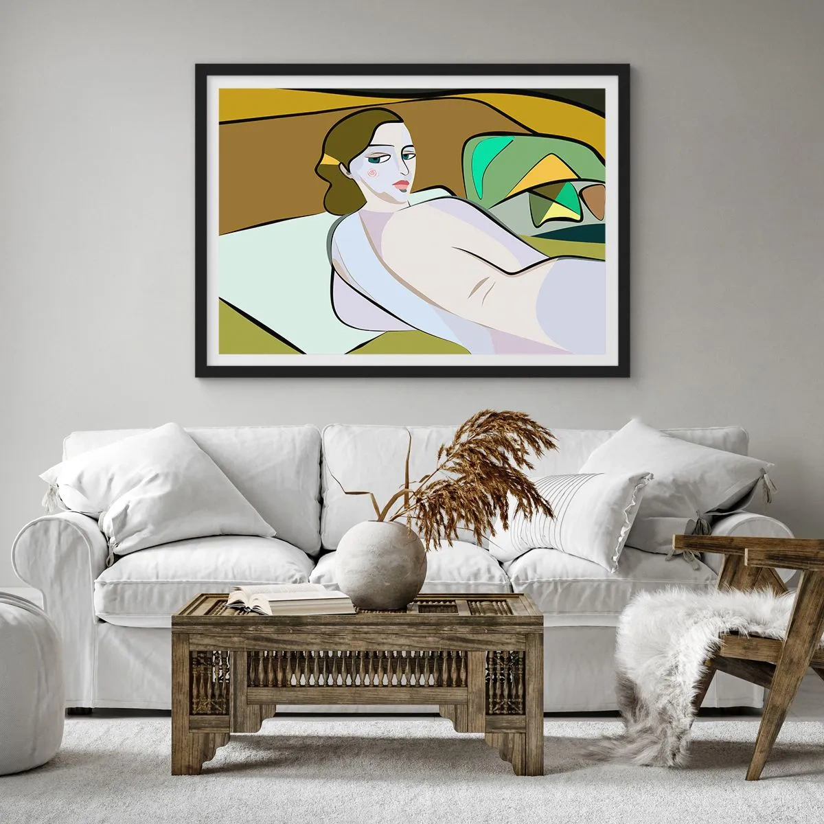 Affiche dans un cadre noir - Poster - Figure abstraite dans un style moderne - 100x70cm - Portrait intime - Décoration murale moderne pour le salon et la chambre ARTTOR