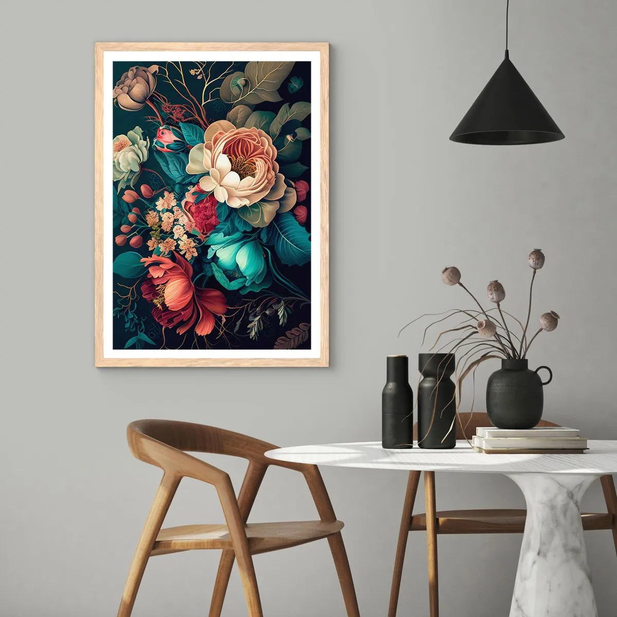 Affiche dans un chêne clair - Poster - le charme du 19ème siècle - 40x50 cm