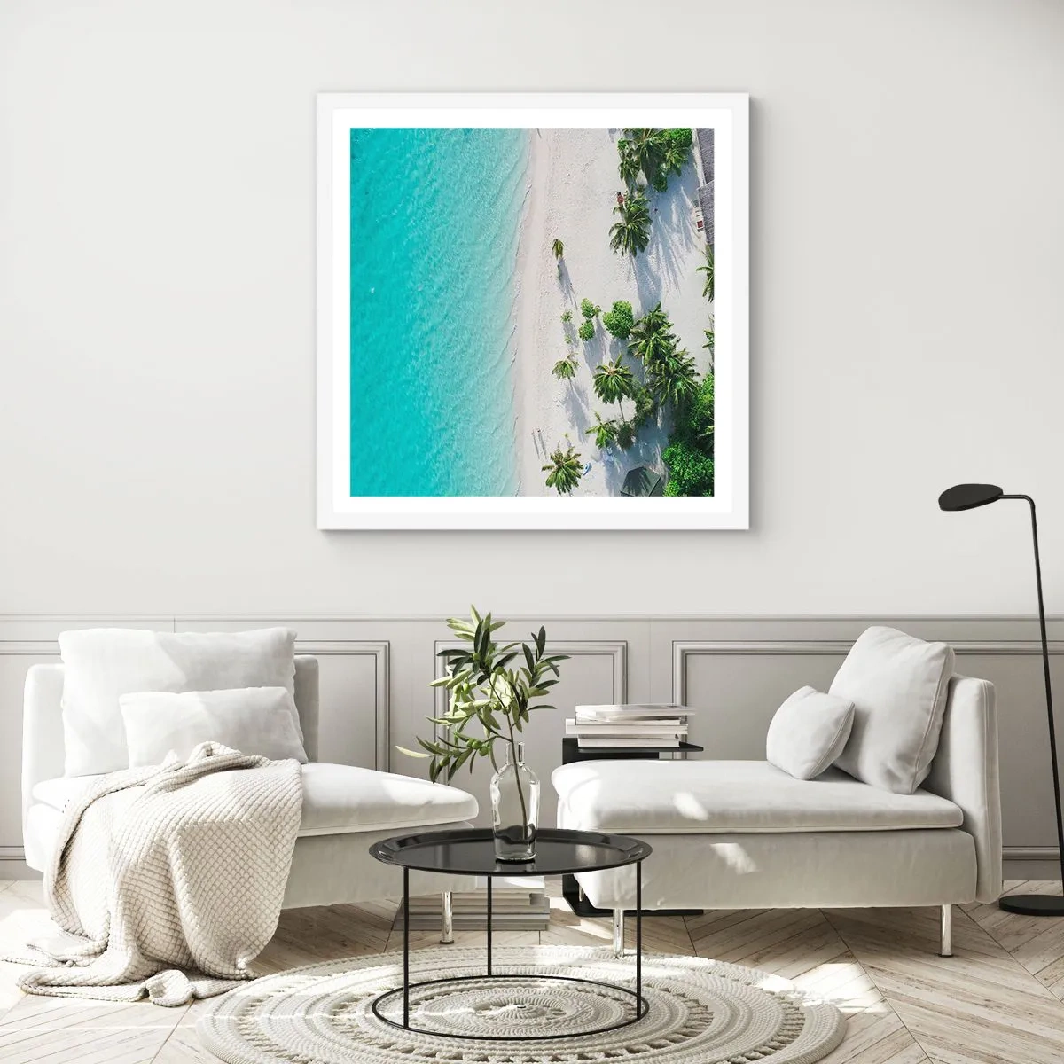 Affiche dans un cadre blanc - Poster - Vacances au paradis - 40x40 cm