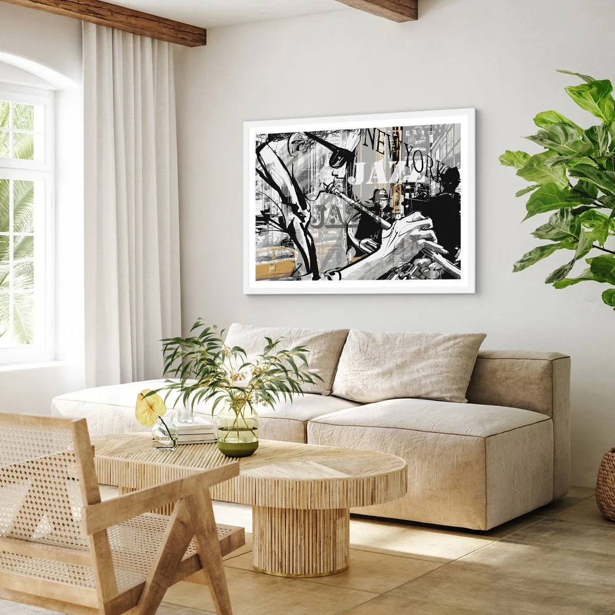 Affiche dans un cadre blanc - Poster - Au rythme de New York - 50x40 cm