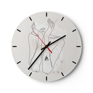 Horloge murale - Pendule murale - Illustration minimaliste d'une main et d'une bouche - 30x30cm - Instant de rêve - Décoration murale moderne pour le salon, la cuisine et la chambre ARTTOR