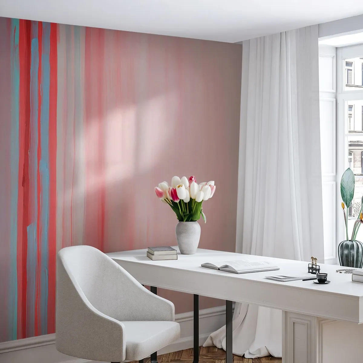 Papier Peint Photo Premium Canvas - Abstraction à l'aube - Pastel, Minimaliste, Morceau - 500x350 cm