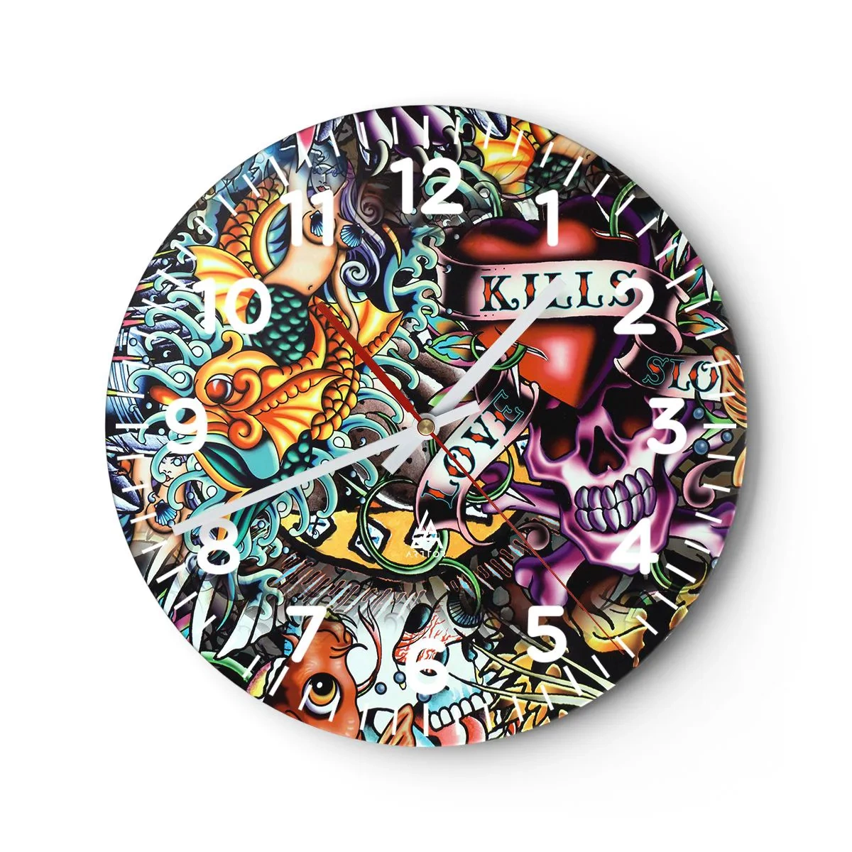 Horloge murale - Pendule murale - Le rêve du tatoueur - 30x30 cm
