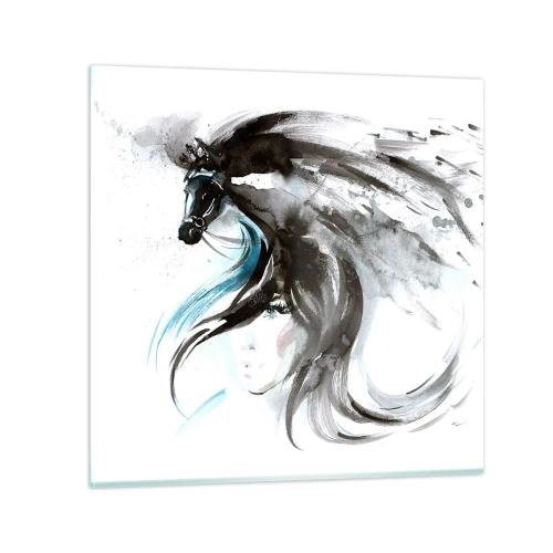 Impression sur verre - Image sur verre - Galop du prince noir - 40x40 cm