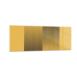 Impression sur verre - Image sur verre - Lignes noires verticales sur fond jaune - 140x50cm - Cadre opposé - Décoration murale moderne pour le salon et la chambre ARTTOR