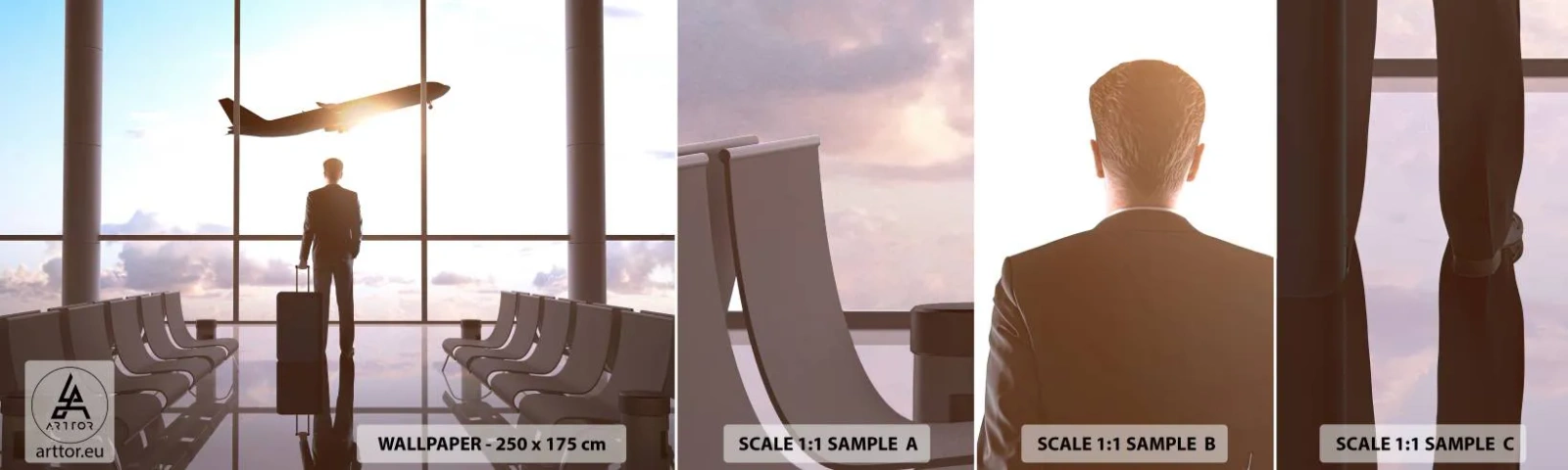 Échantillon de Papier Peint Autocollant Deluxe Sticker - Vous avez le temps, ralentissez - Aéroport, Avion, Voyages - 100x30 cm