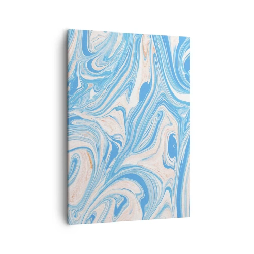 Impression sur toile - Image sur toile - Tourbillons abstraits de style marbre bleu et blanc - 50x70cm - Bassin turquoise - Décoration murale moderne pour le salon et la chambre ARTTOR