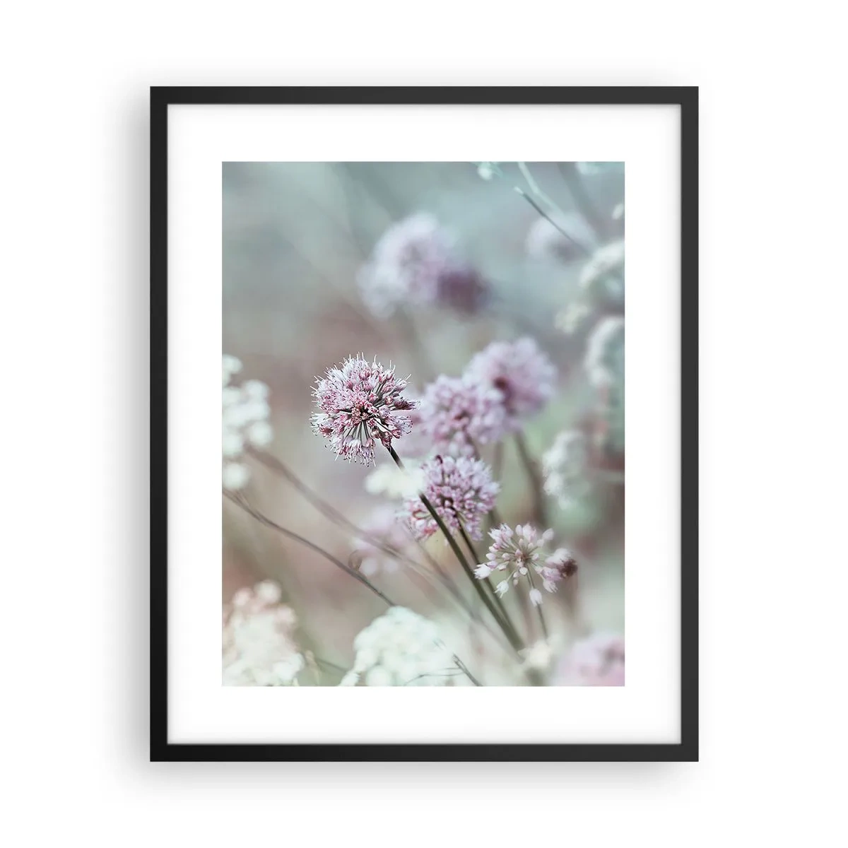 Affiche dans un cadre noir - Poster - Herbes douces en filigrane - 40x50 cm