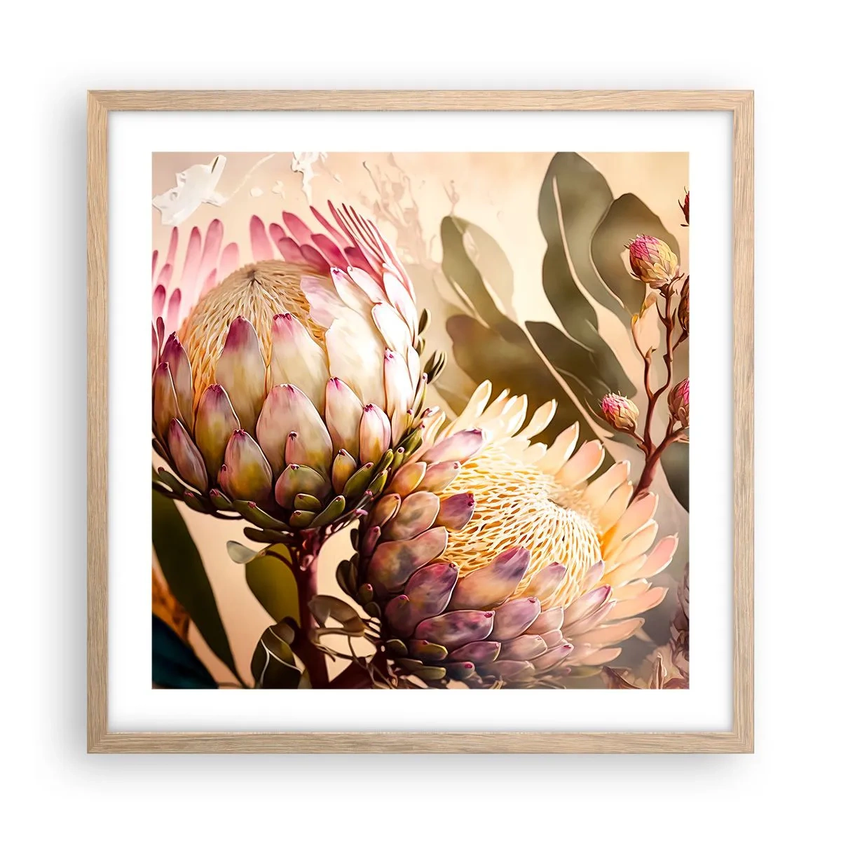 Affiche dans un chêne clair - Poster - Tendrement embrassé - 50x50 cm