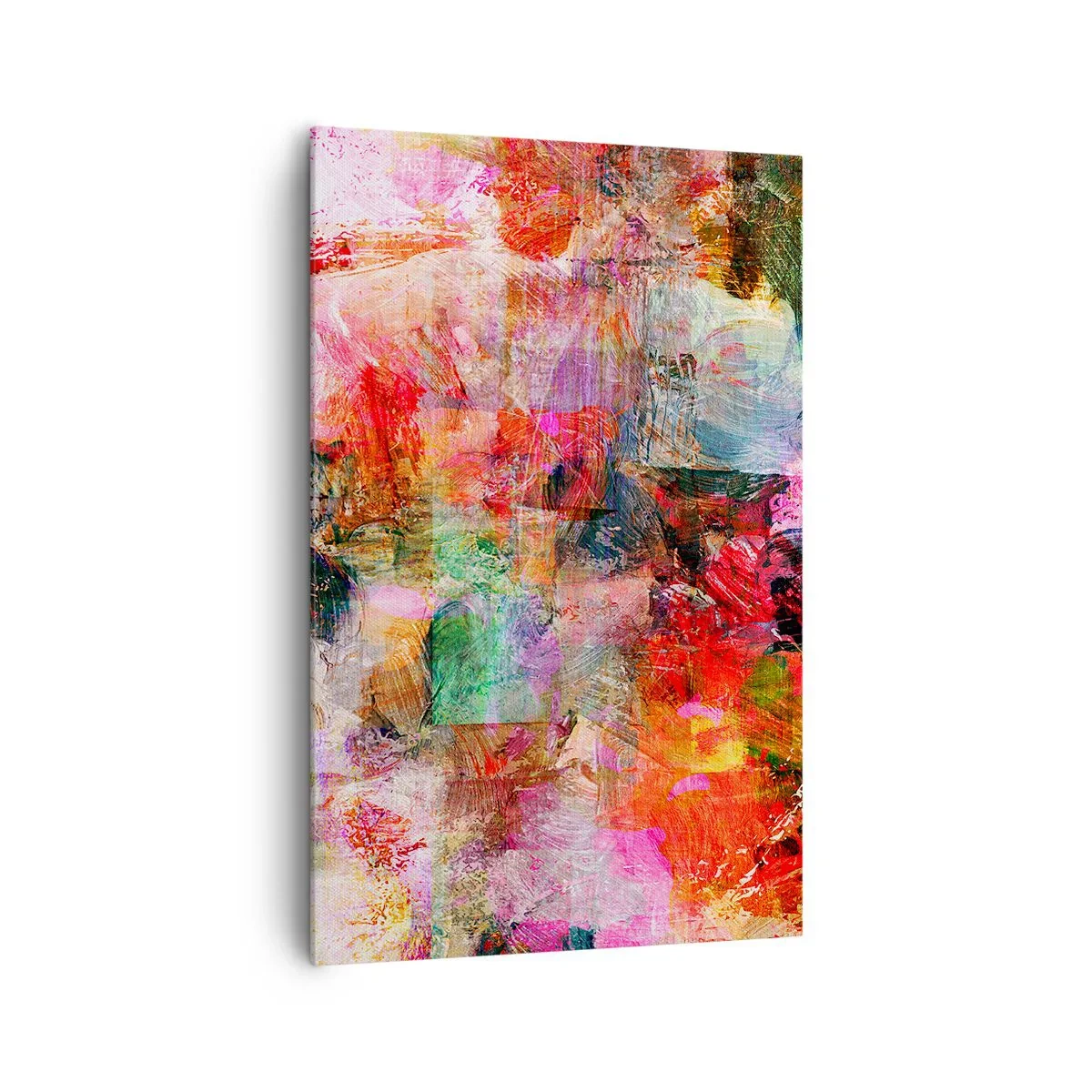 Impression sur toile - Image sur toile - Une composition abstraite aux tons dominants rose et rouge. - 80x120cm - Un voyage à travers les roses - Décoration murale moderne pour le salon et la chambre ARTTOR