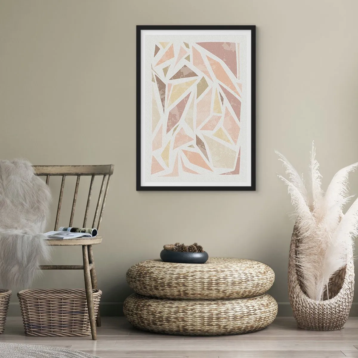 Affiche dans un cadre noir - Poster - Composition de vitraux - 70x100 cm