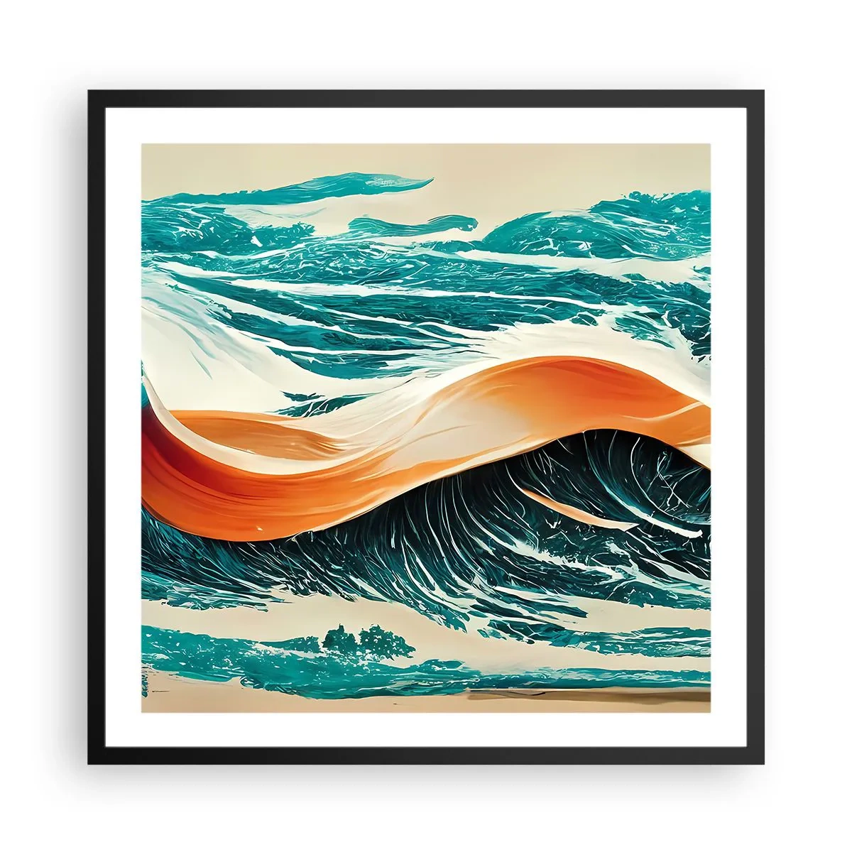 Affiche dans un cadre noir - Poster - Le rêve d'un surfeur - 60x60 cm