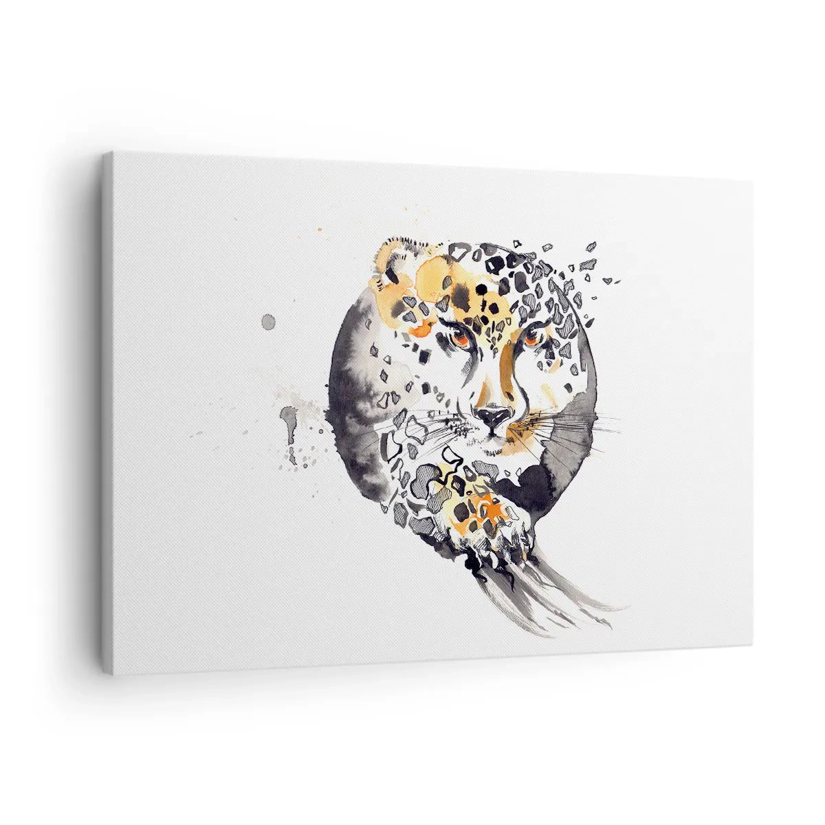 Impression sur toile - Image sur toile - Aquarelle artistique avec un motif de guépard - 70x50cm - Drapieżna uroda - Décoration murale moderne pour le salon et la chambre ARTTOR