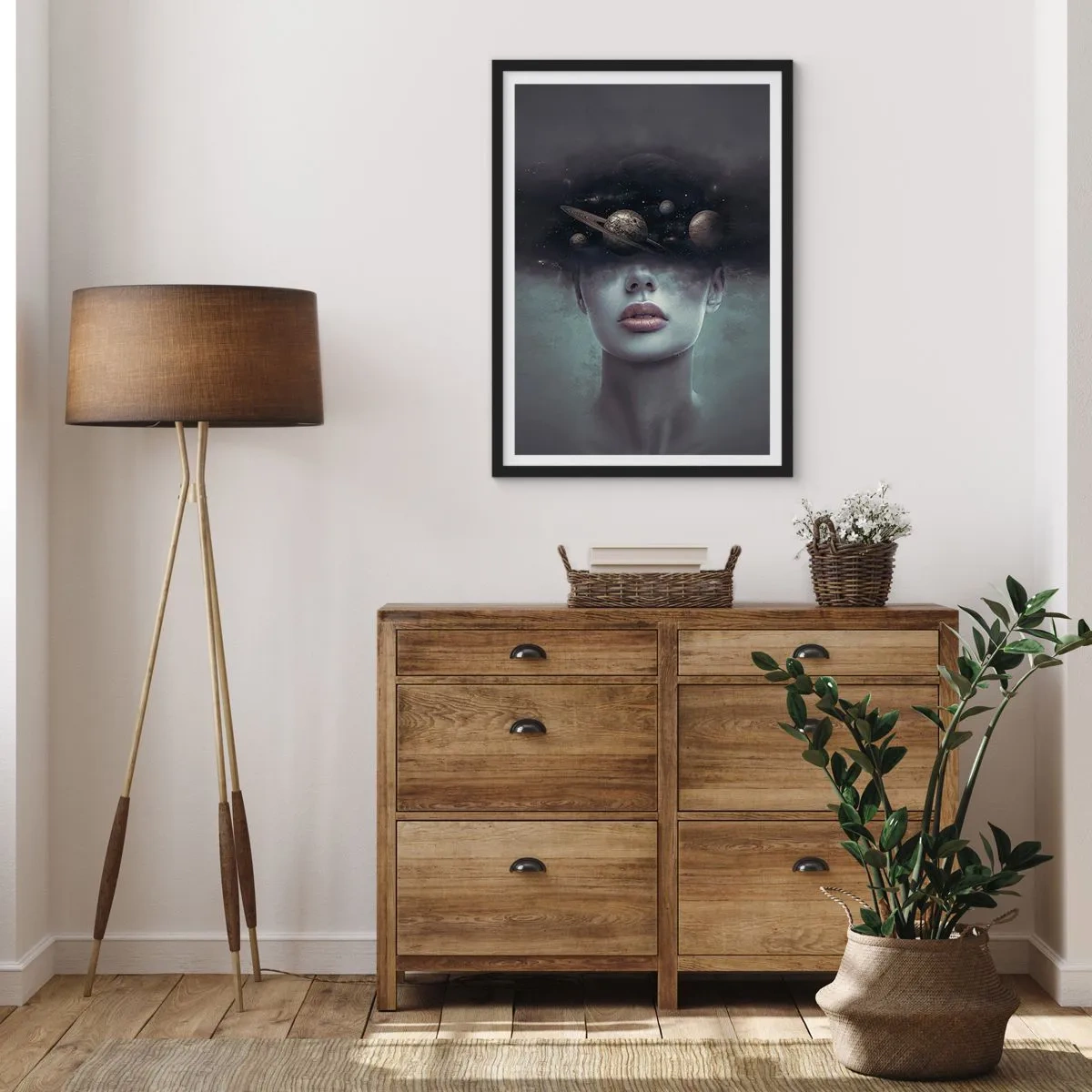 Affiche dans un cadre noir - Poster - Et les planètes deviennent folles... - 40x50 cm