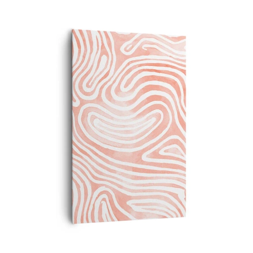 Impression sur toile - Image sur toile - Motif abstrait dans les tons de rose et de blanc - 80x120cm - Dans le labyrinthe de corail - Décoration murale moderne pour le salon et la chambre ARTTOR