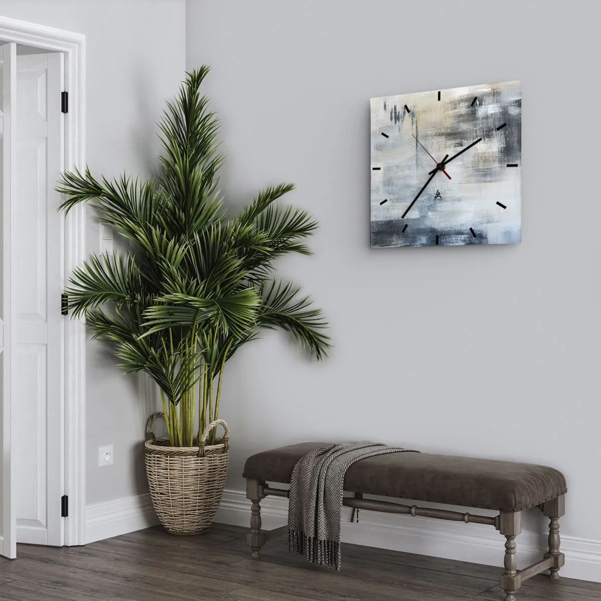 Horloge murale - Pendule murale - Derrière le rideau bleu - 30x30 cm