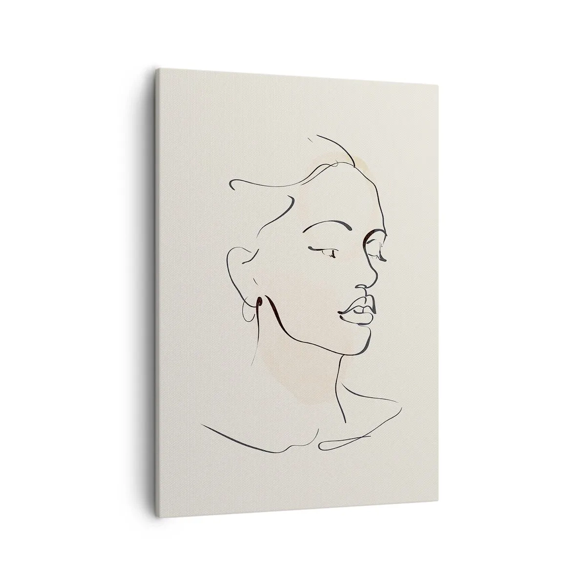 Impression sur toile - Image sur toile - Un croquis délicat du visage d'une femme sur un fond clair - 50x70cm - Une ligne certaine - Décoration murale moderne pour le salon et la chambre ARTTOR