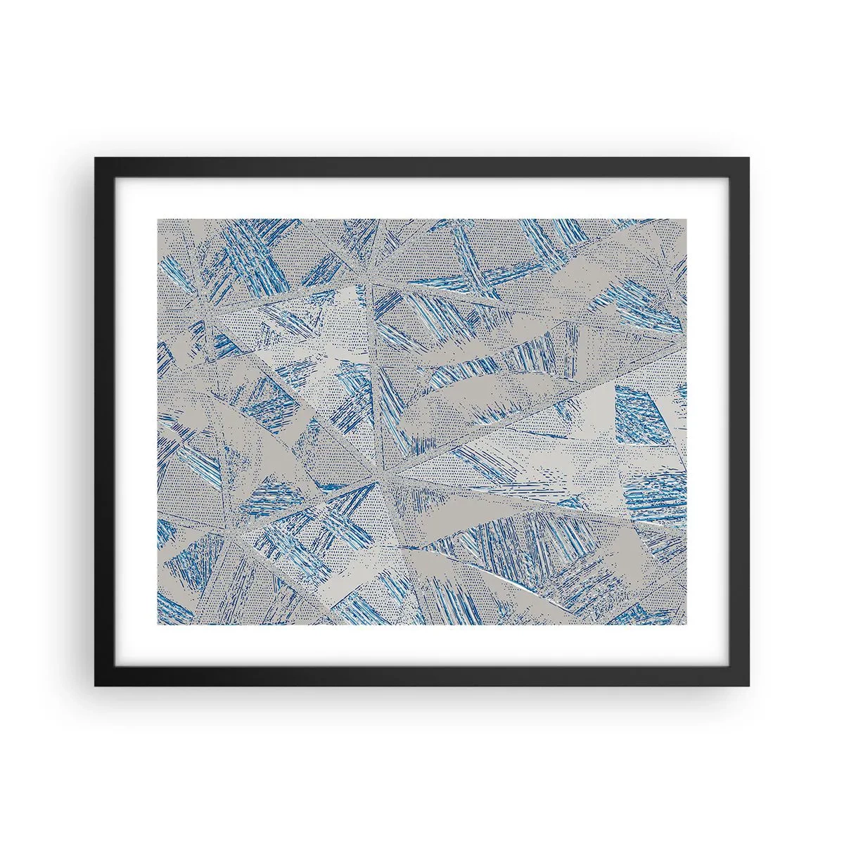 Affiche dans un cadre noir - Poster - Dans un labyrinthe bleu-gris - 50x40 cm