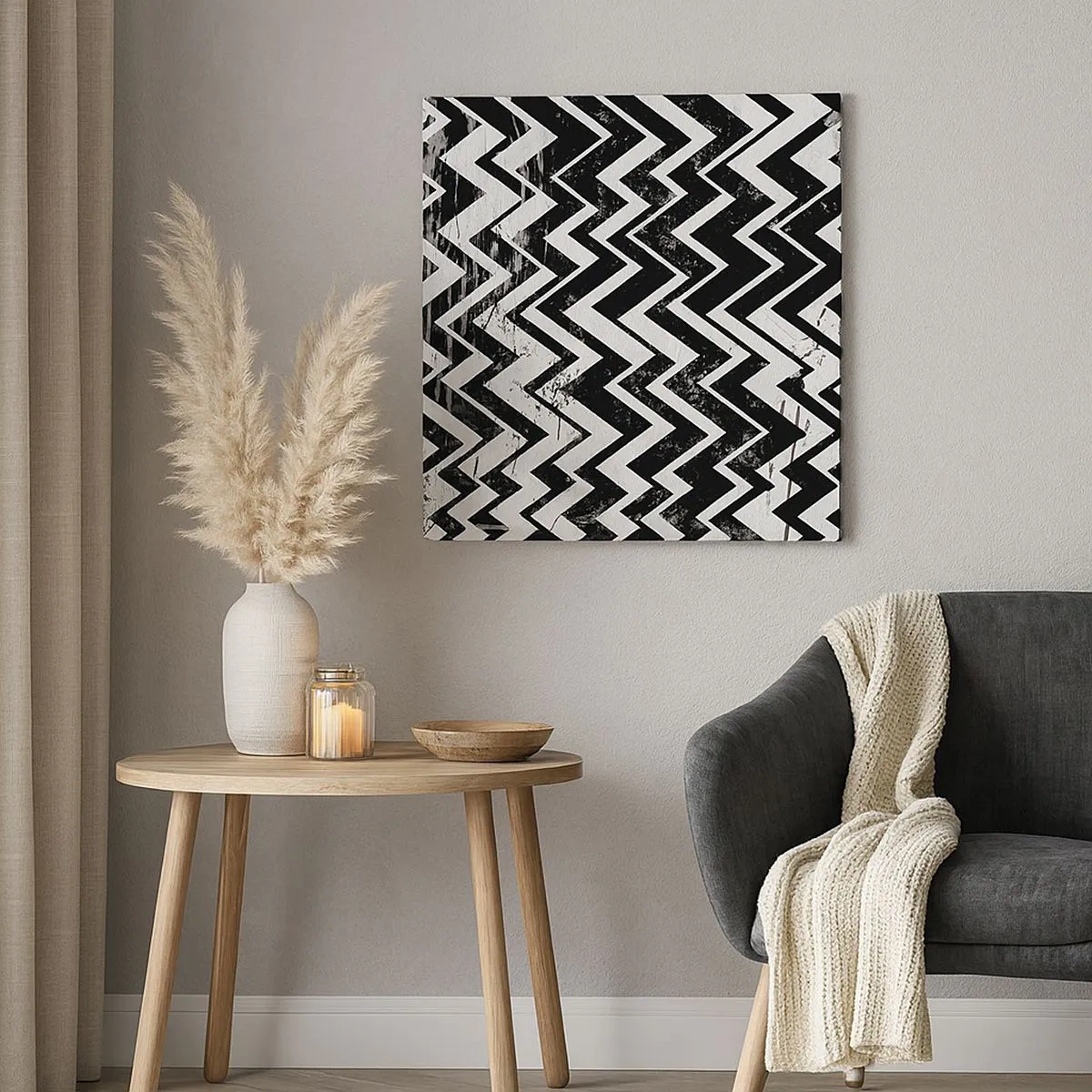 Impression sur toile - Image sur toile - Zig-blanc, zag-noir - 30x30 cm