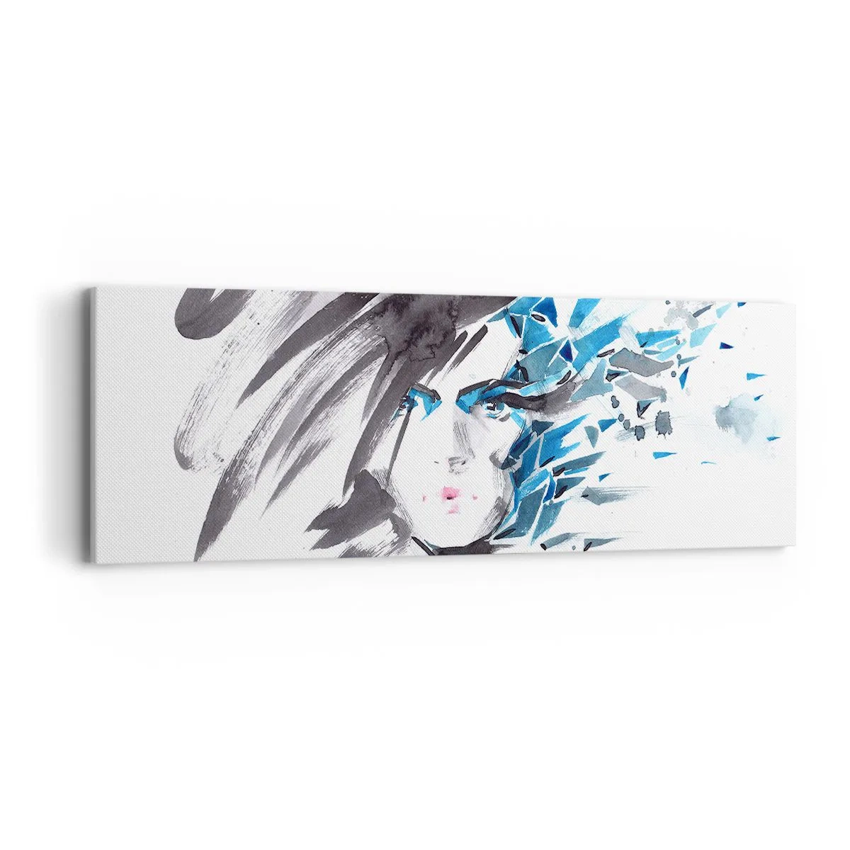 Impression sur toile - Image sur toile - Portrait sensuel en gris et bleu - 90x30 cm