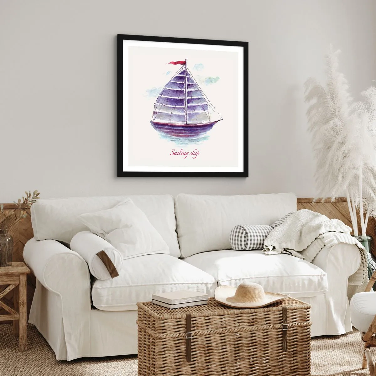 Affiche dans un cadre noir - Poster - Plein de voiles et d’eau calme - 60x60 cm