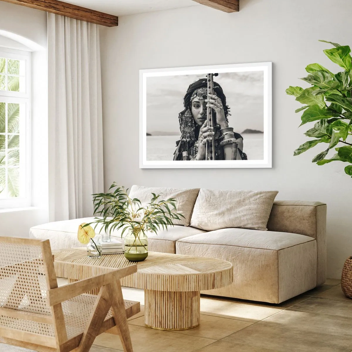 Affiche dans un cadre blanc - Poster - Musique de l'Orient elle-même - 91x61 cm